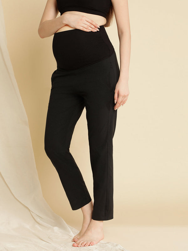 Relaxed Fit Ankle Length Black Trouser